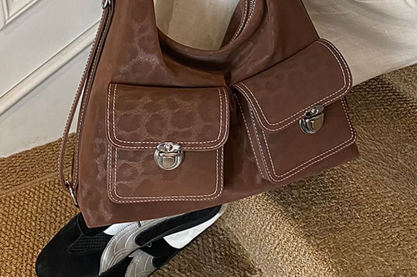 Faux Leather Leopard Print Shoulder Bag