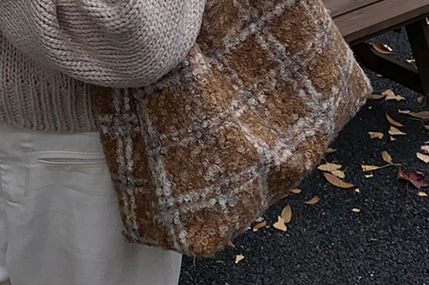 Plaid Tweed Shoulder Bag