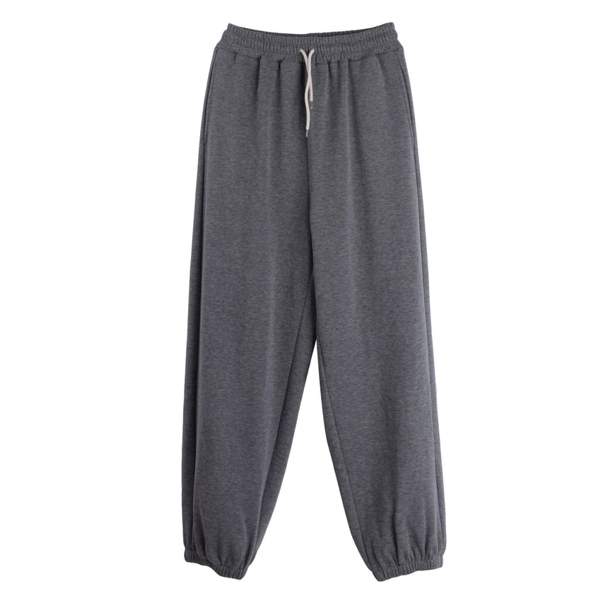 Melange Padded Button Vest with Stand Collar, Pullover and Baggy Sweatpants