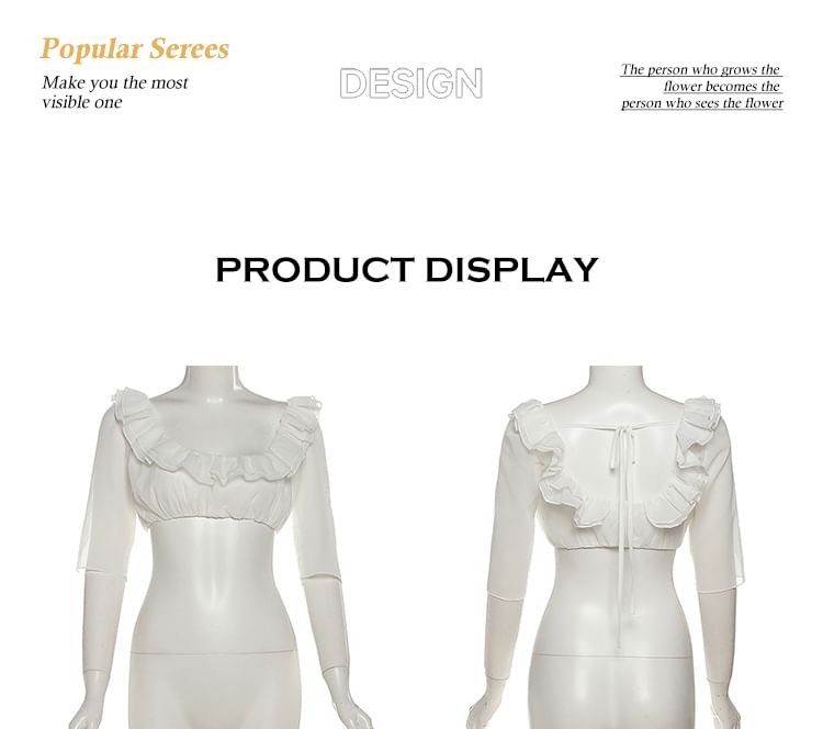 Square-Neck Crop Top with Elbow Sleeves and High-Waist Plain Maxi A-Line Skirt and Undershorts