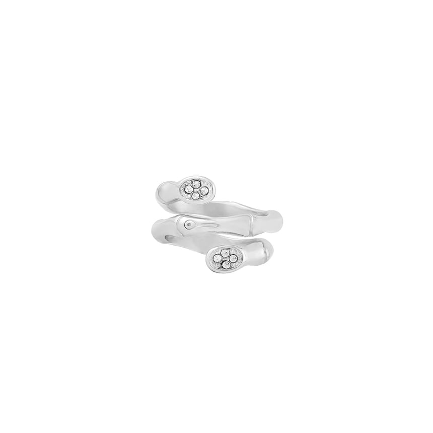Stainless Steel Rhinestone Silver Tone Ring / Set