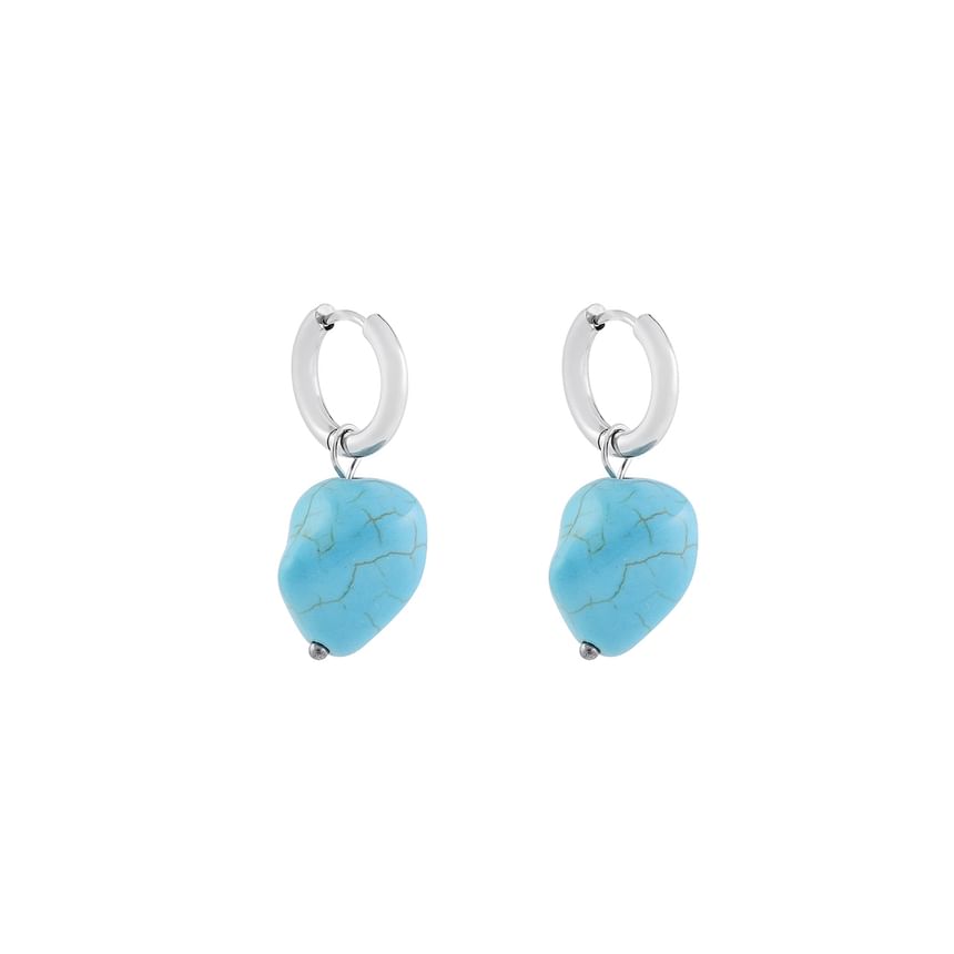 Stainless Steel Faux Turquoise Hoop Drop Earring