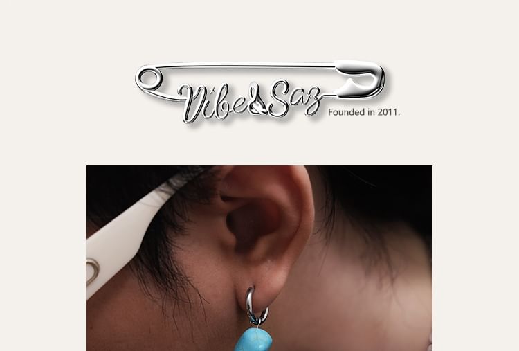 Stainless Steel Faux Turquoise Hoop Drop Earring