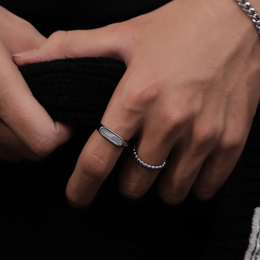 Stainless Steel Mother of Pearl / Beaded Ring / Set