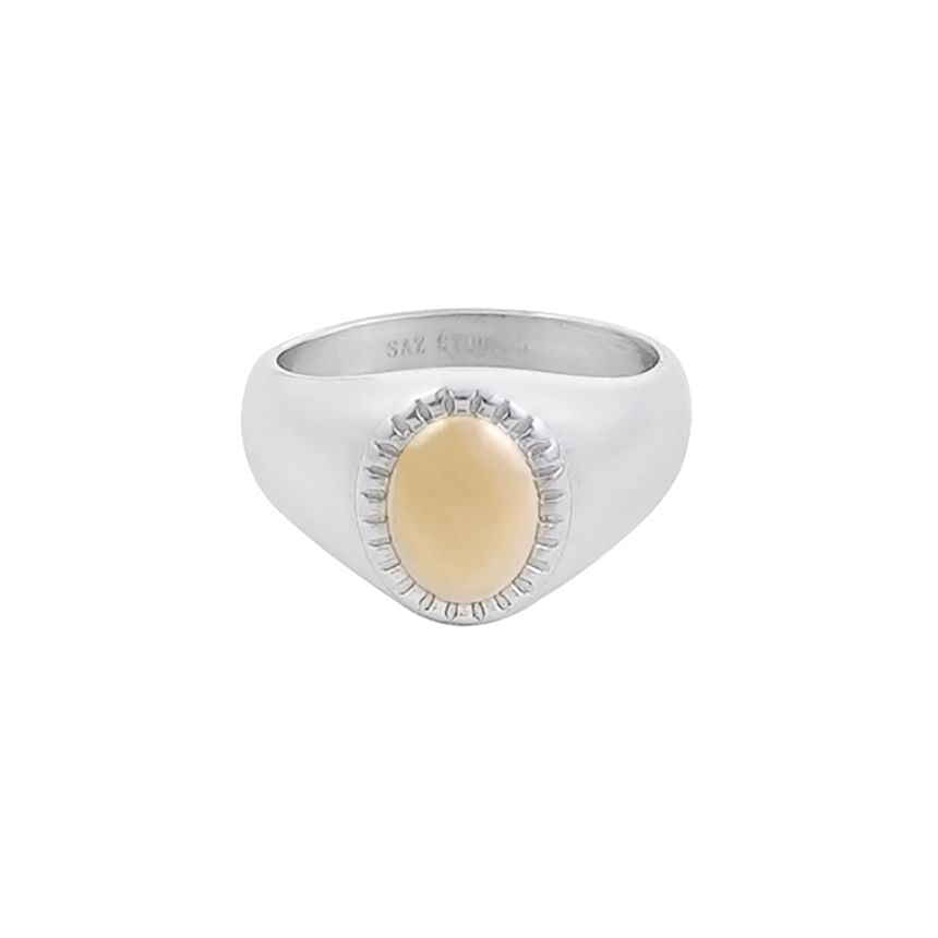 Stainless Steel Two Tone Cabochon Ring