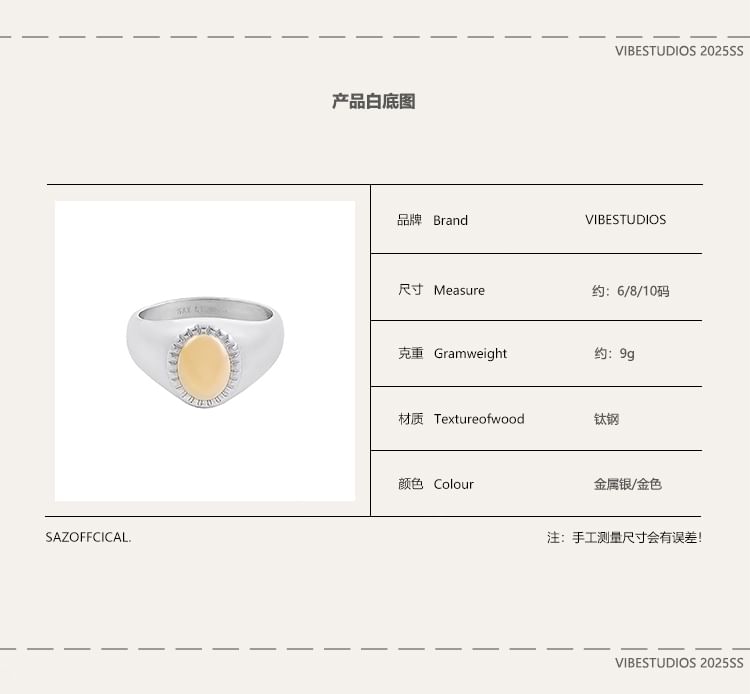 Stainless Steel Two Tone Cabochon Ring