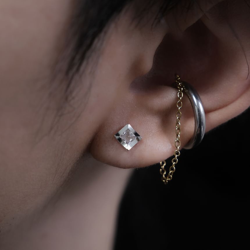 Rhinestone Square Stud Earring