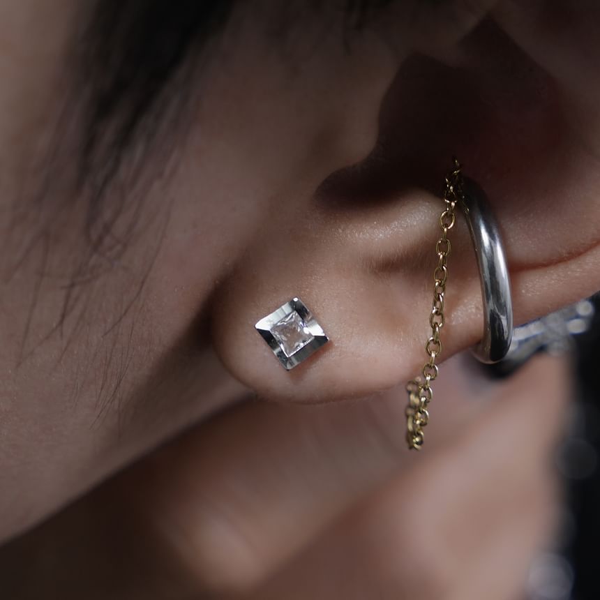 Rhinestone Square Stud Earring