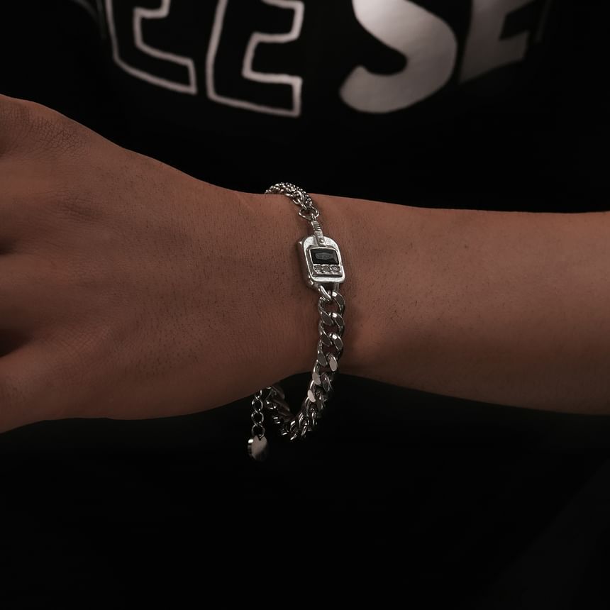 Stainless Steel Rhinestone Chain Bracelet