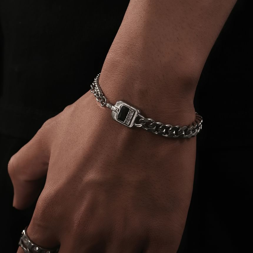 Stainless Steel Rhinestone Chain Bracelet