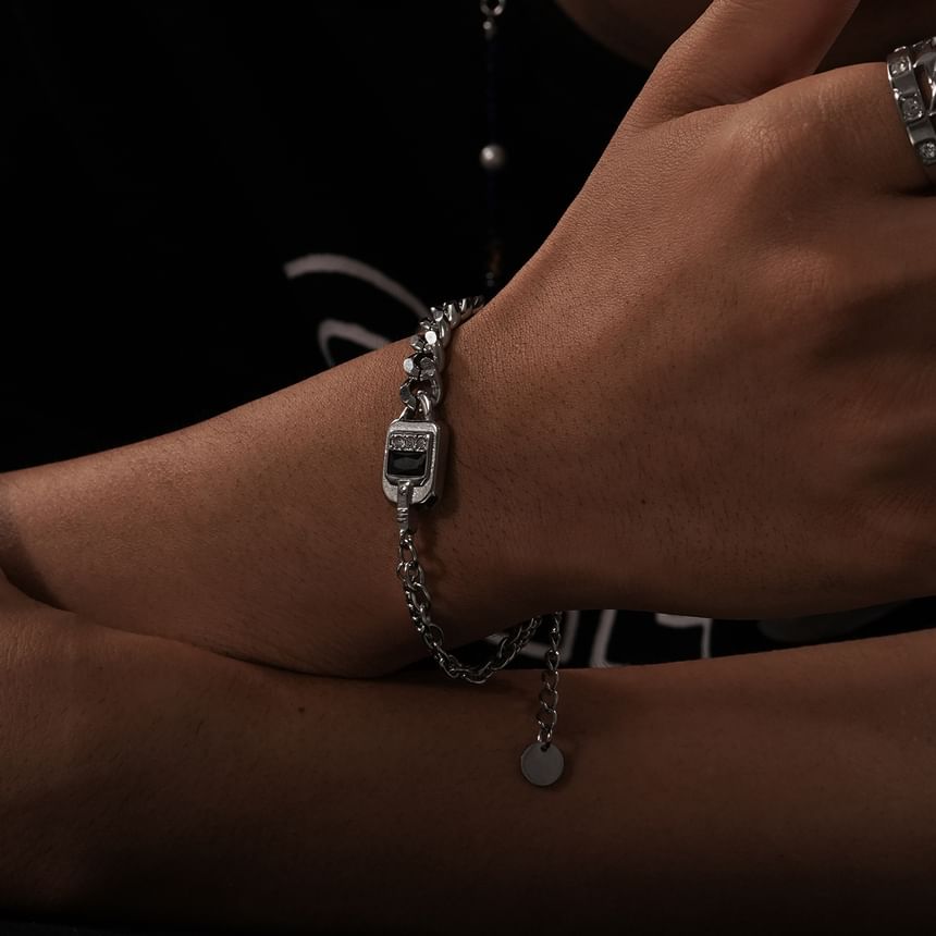 Stainless Steel Rhinestone Chain Bracelet