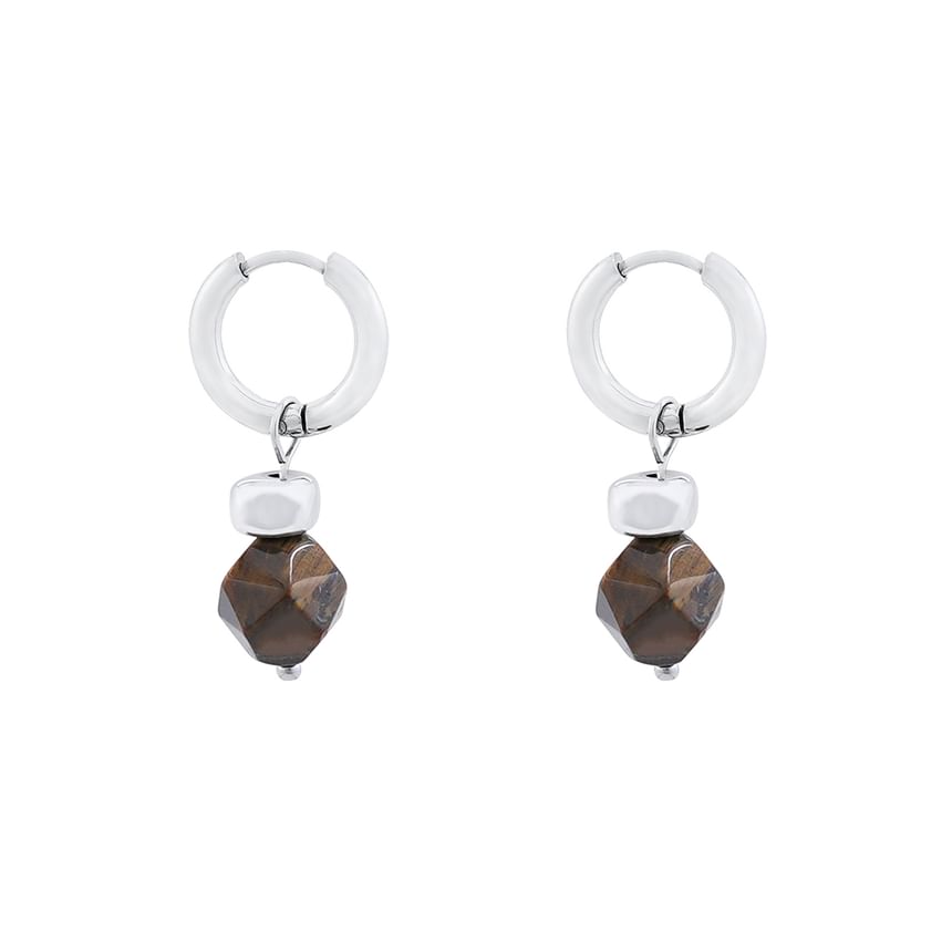 Stainless Steel Beaded Hoop Drop Earring