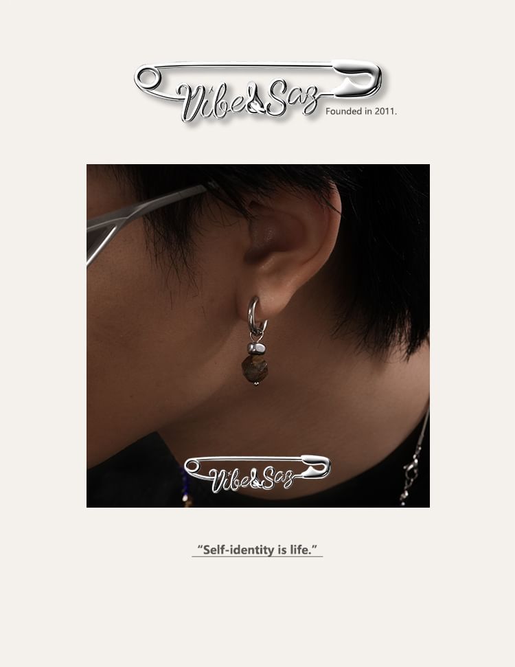 Stainless Steel Beaded Hoop Drop Earring