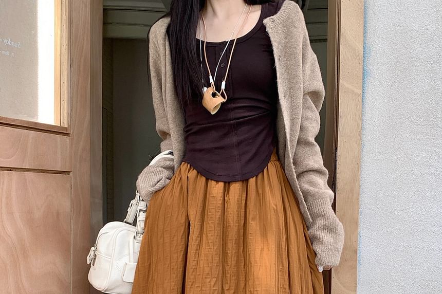 Textured Maxi A-Line Skirt