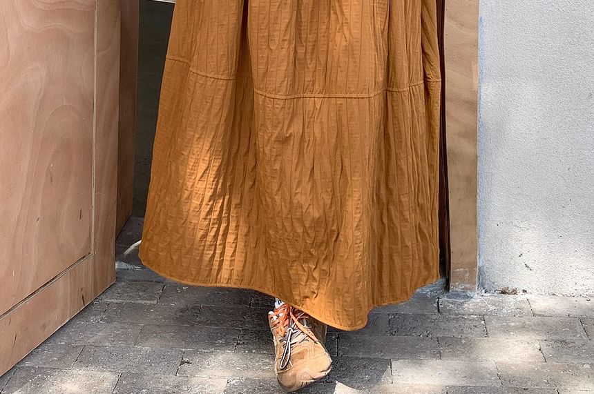 Textured Maxi A-Line Skirt