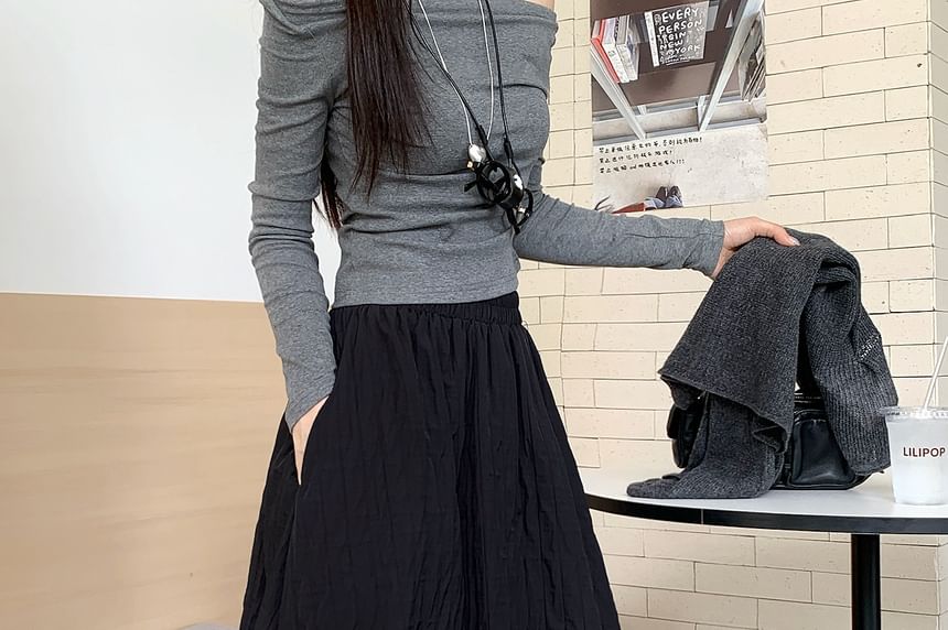 Textured Maxi A-Line Skirt