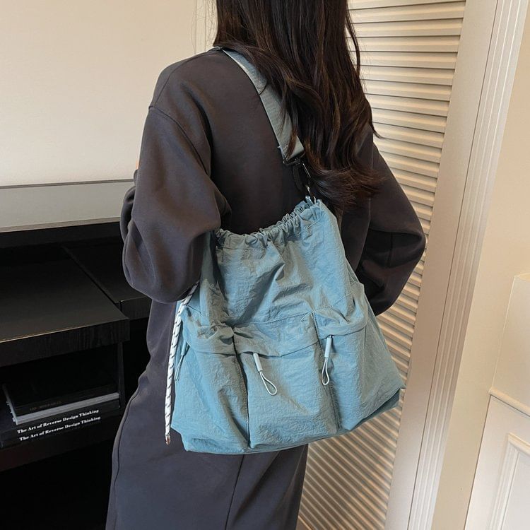 Nylon Plain Shoulder Bag