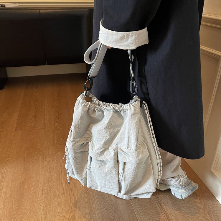 Nylon Plain Shoulder Bag