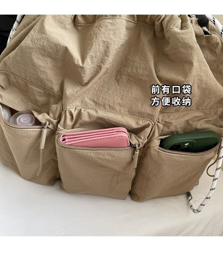 Nylon Plain Shoulder Bag