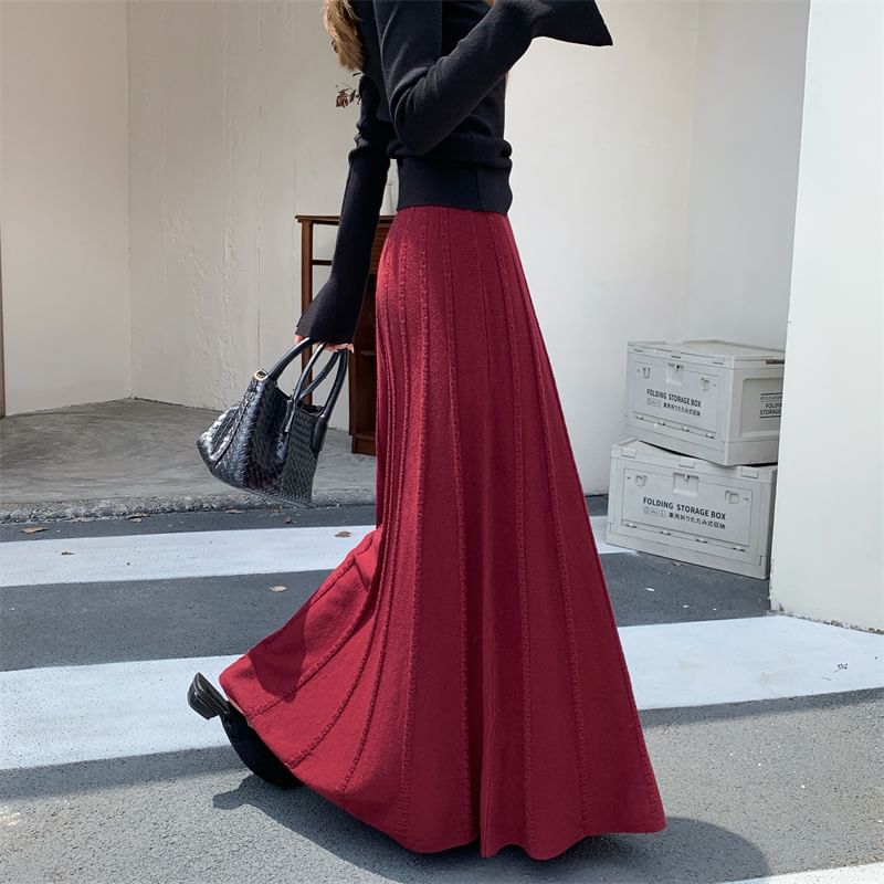Knit Maxi A-Line Skirt