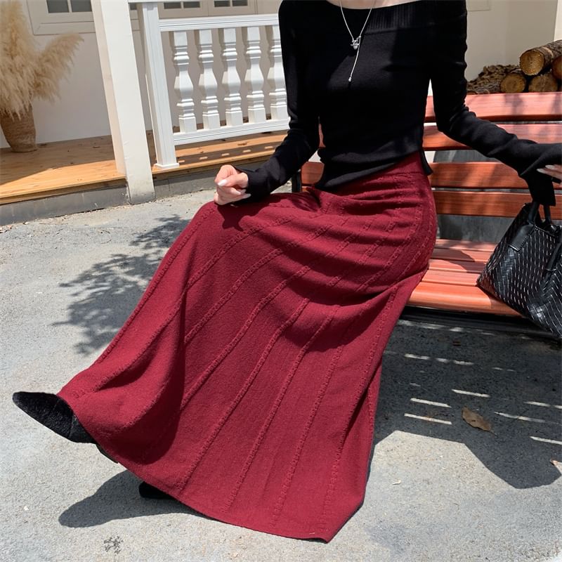 Knit Maxi A-Line Skirt