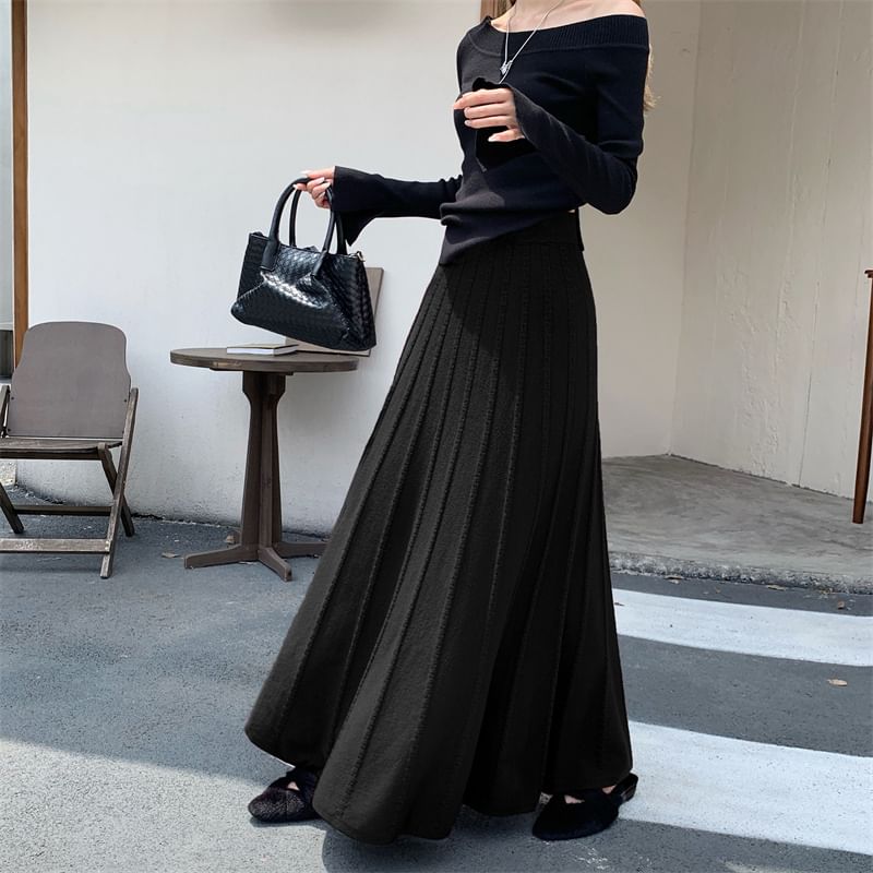 Knit Maxi A-Line Skirt