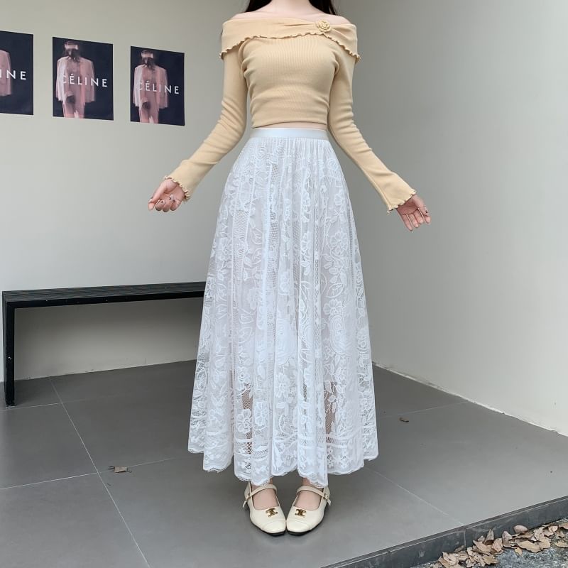 Lace Maxi A-Line Skirt