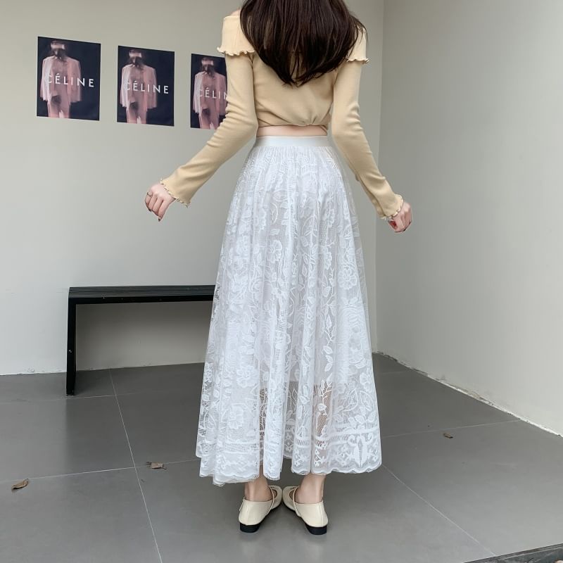 Lace Maxi A-Line Skirt