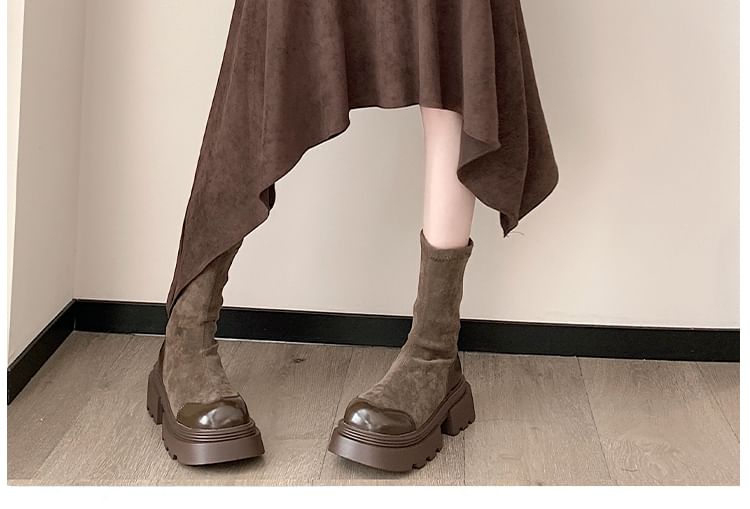 Asymmetrical Faux Suede A-Line Skirt