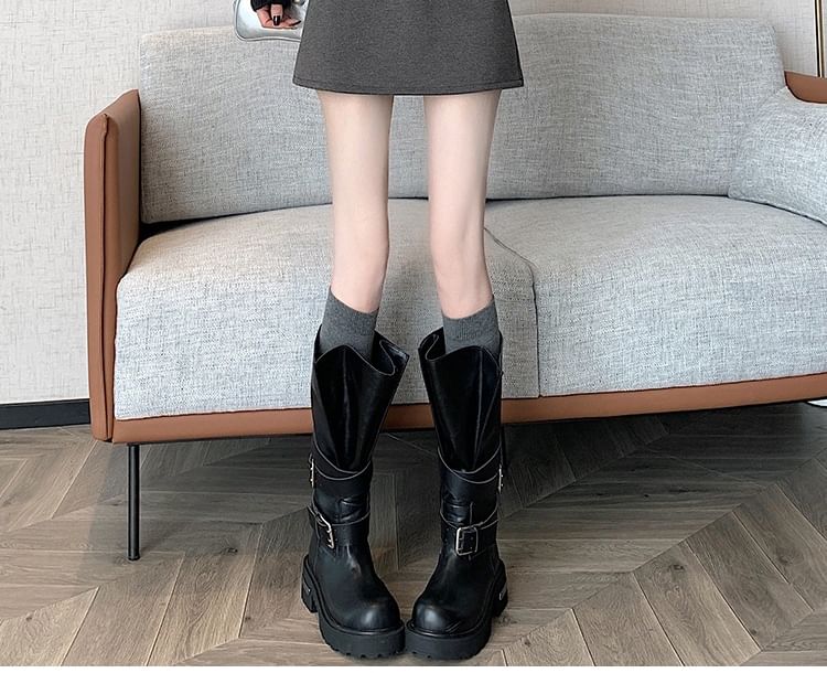 High Waist Thick Belt Detail Mini A-Line Skirt
