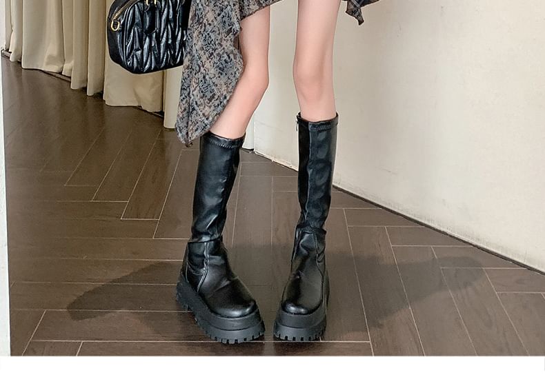 Asymmetrical Plaid Panel Studded Faux Leather Mini Skirt