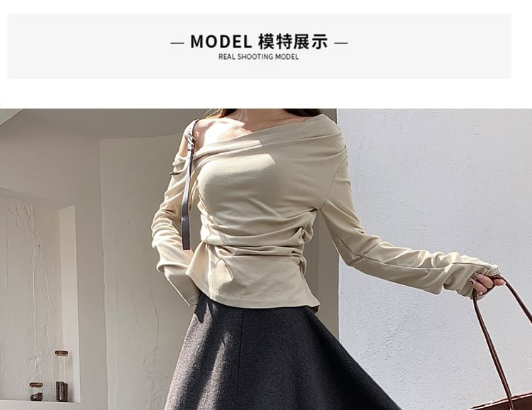 High Waist Asymmetrical Knit Midi A-Line Skirt