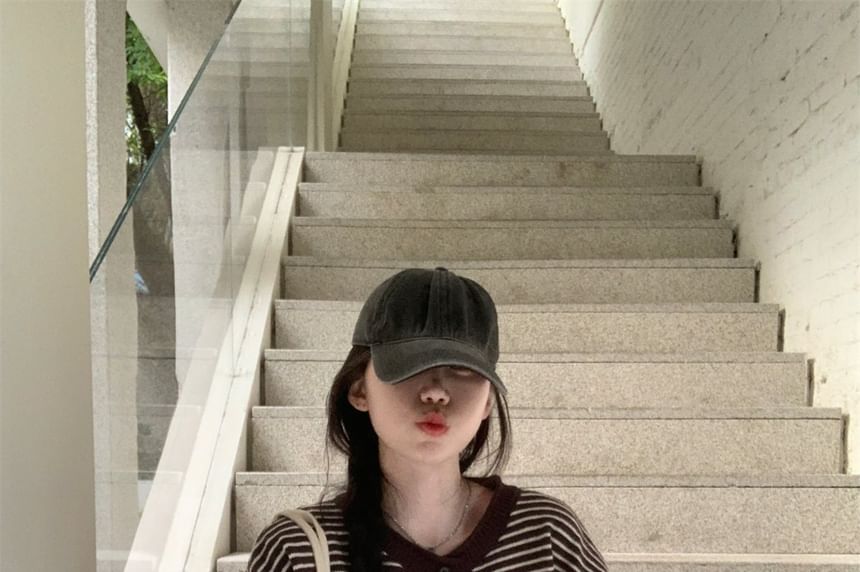Round Neck Striped Cardigan