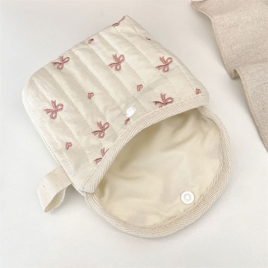 Bow Embroidered Fabric Sanitary Pouch (Various Designs)