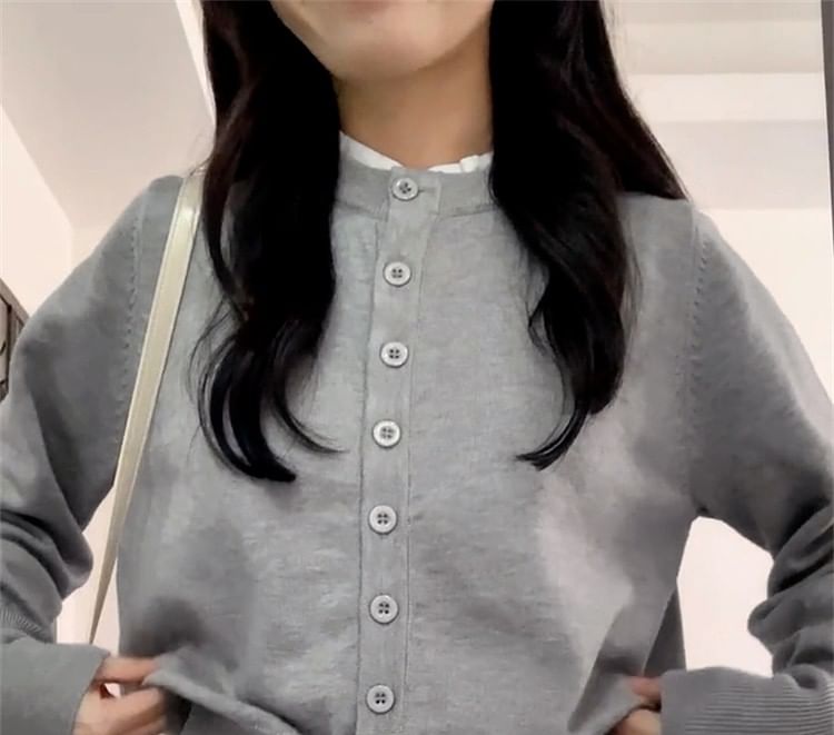 Button Up Cardigan & Mini Pleated Skirt Set