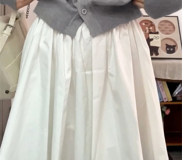 Button Up Cardigan & Mini Pleated Skirt Set