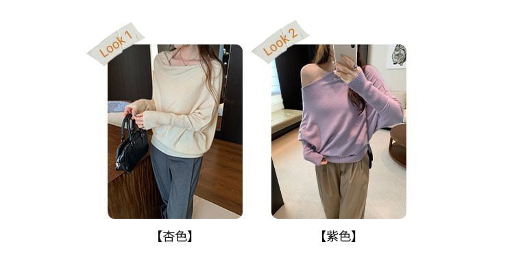 Boat Neck Sweater in Plain Style