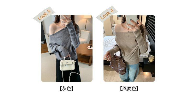 Boat Neck Sweater in Plain Style