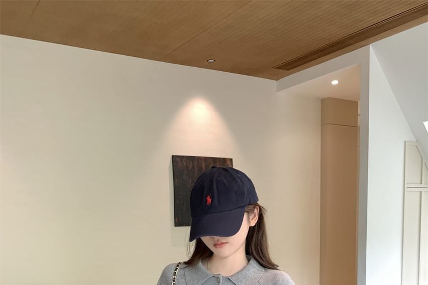 Knit Polo Shirt with Long Sleeves
