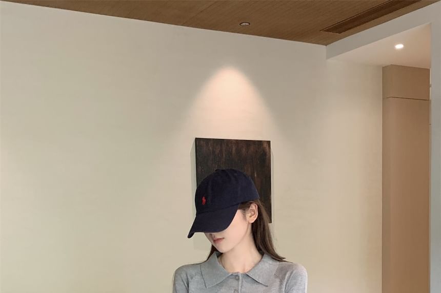 Knit Polo Shirt with Long Sleeves