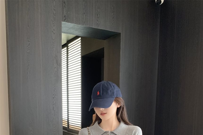Knit Polo Shirt with Long Sleeves