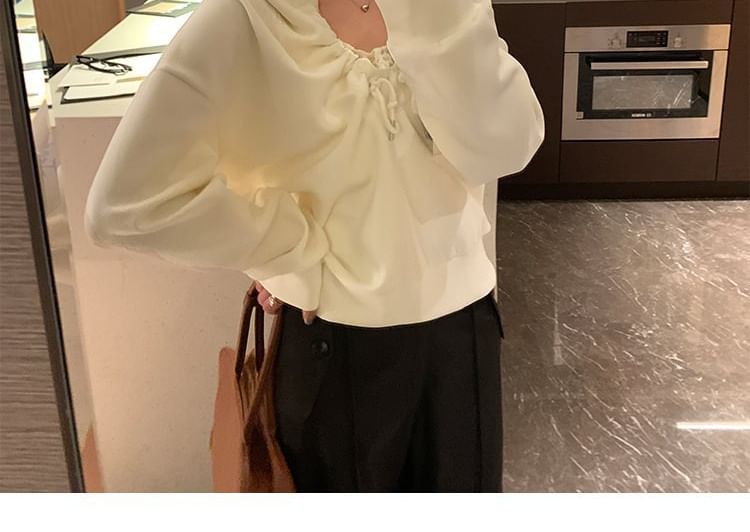 Drawstring Hoodie with V-Neckline