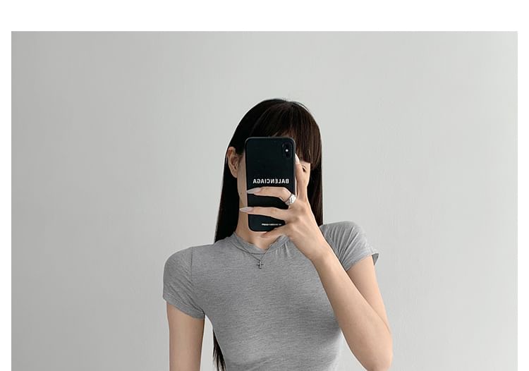 Mid Rise Plain Mini Pencil Skirt