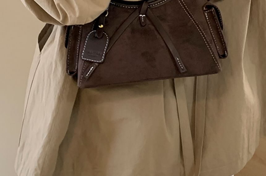 Flap Pocket Faux Suede Shoulder Bag