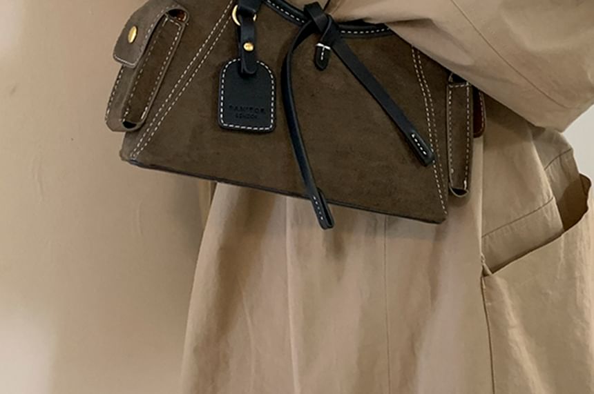 Flap Pocket Faux Suede Shoulder Bag