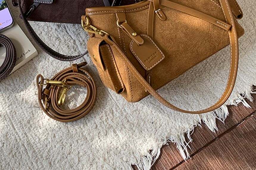 Flap Pocket Faux Suede Shoulder Bag