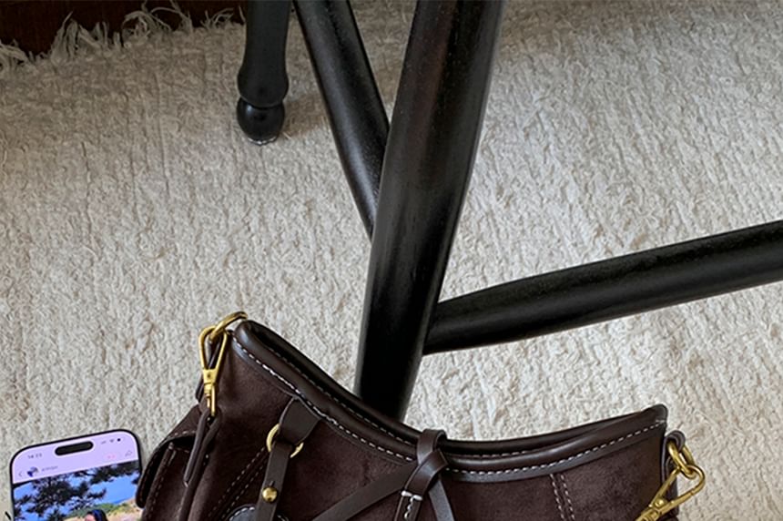 Flap Pocket Faux Suede Shoulder Bag