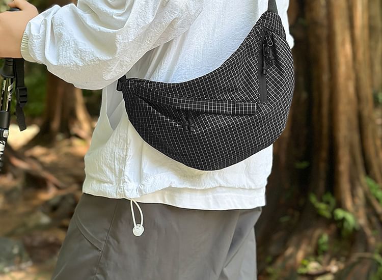 Plaid Nylon Crossbody Bag