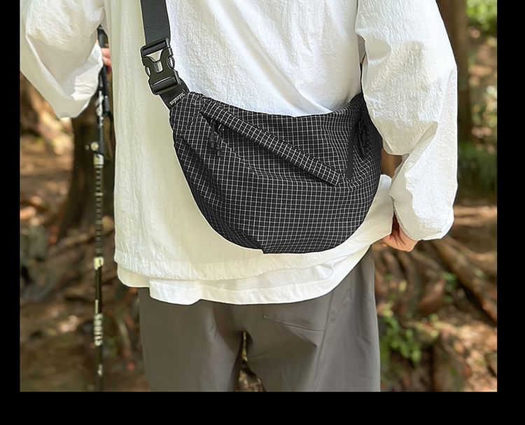 Plaid Nylon Crossbody Bag