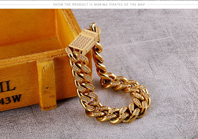 Rhinestone Chunky Chain Bracelet